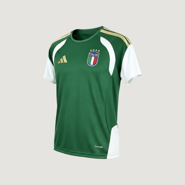 Italie – Maillot Pré-Match Coupe du Monde 2026 (Tiro) – Vert, Blanc, Or - Covred