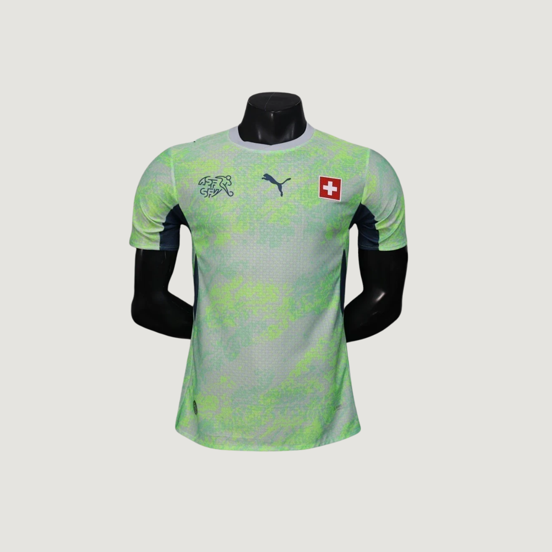 Suisse – Maillot Extérieur Coupe du Monde 2026 – Vert Fluo, Gris Clair