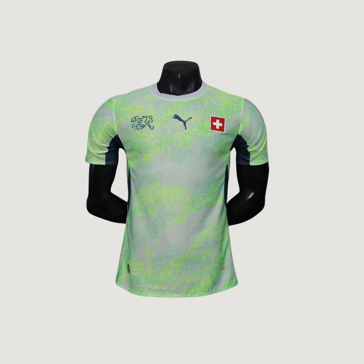 Suisse – Maillot Extérieur Coupe du Monde 2026 – Vert Fluo, Gris Clair