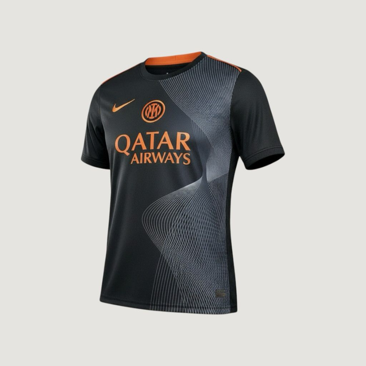 Inter Milan – Maillot Pré-Match 2025/26 – Noir, Gris, Orange