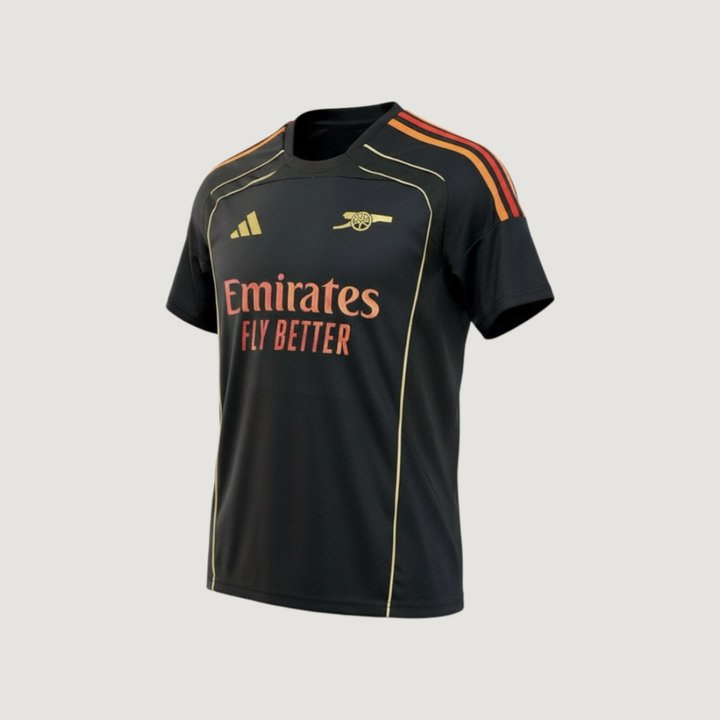 Arsenal FC – Maillot Pré-Match 2025/26 Homme – Noir, Orange