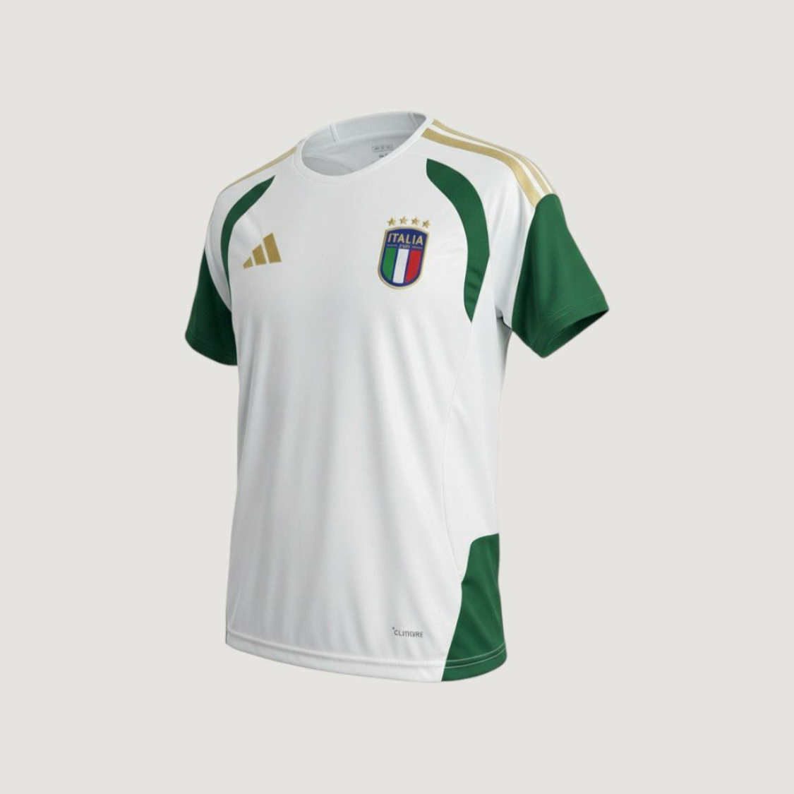 Italie – Maillot Pré-Match Coupe du Monde 2026 (Tiro) – Blanc, Vert, Or - Covred