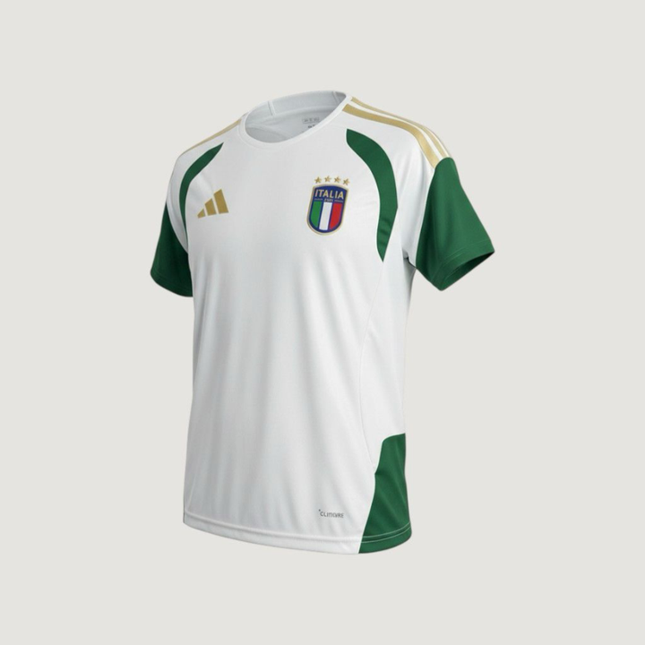 Italie – Maillot Pré-Match Coupe du Monde 2026 (Tiro) – Blanc, Vert, Or