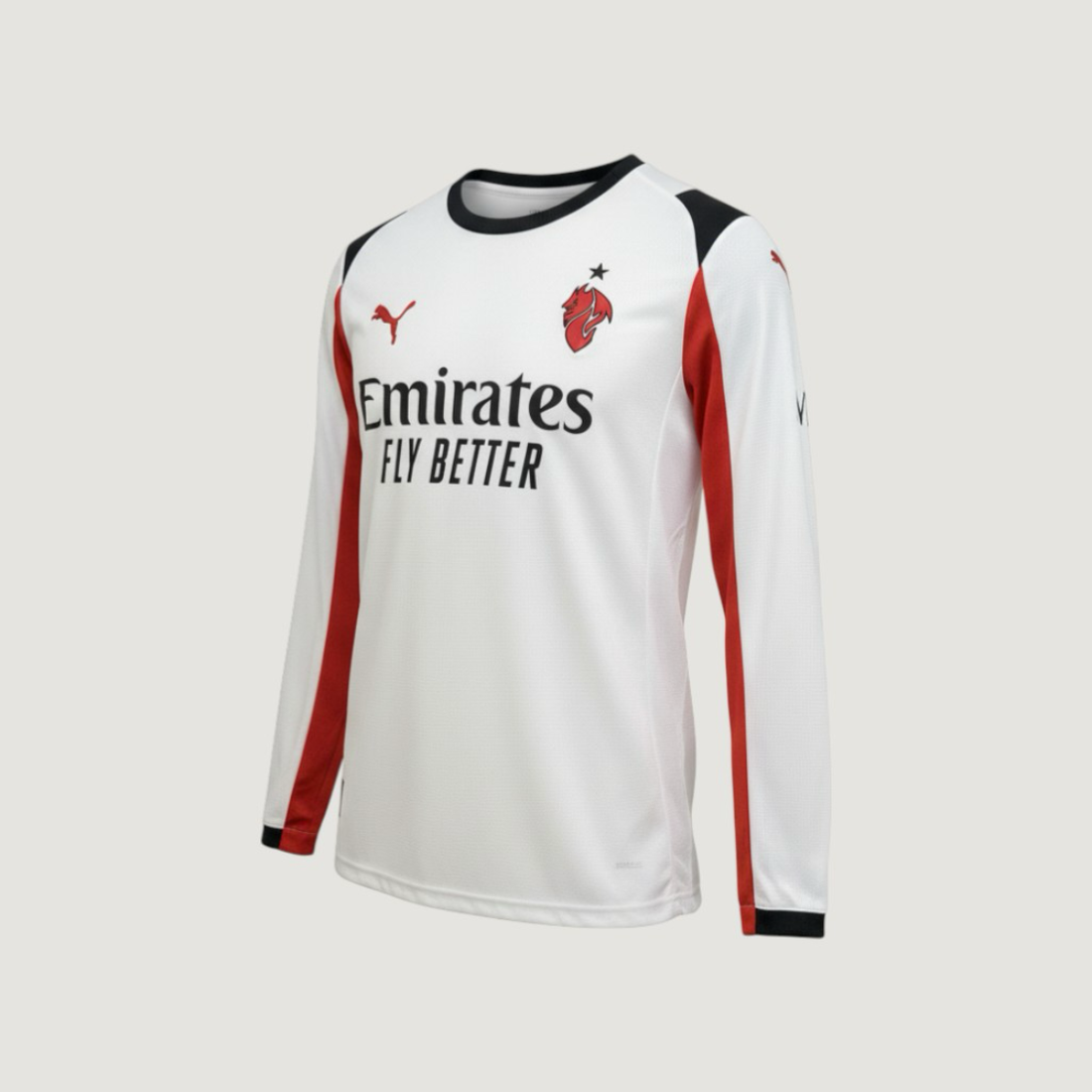 AC Milan – Maillot Extérieur Manches Longues 2025/26 – Blanc & Rouge