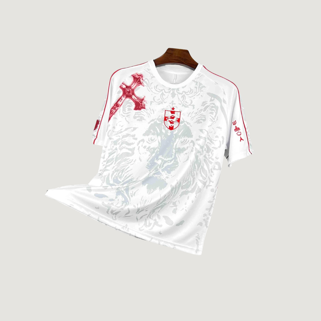 Angleterre – Maillot Rétro Becks 2025 – Blanc, Rouge, Gris