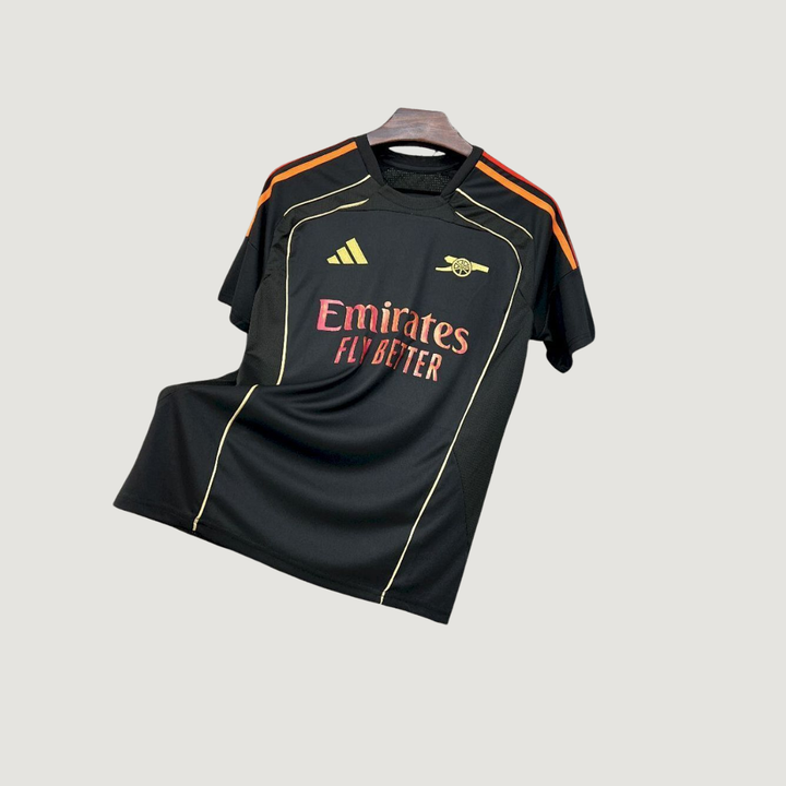Arsenal FC – Maillot Pré-Match 2025/26 Homme – Noir, Orange