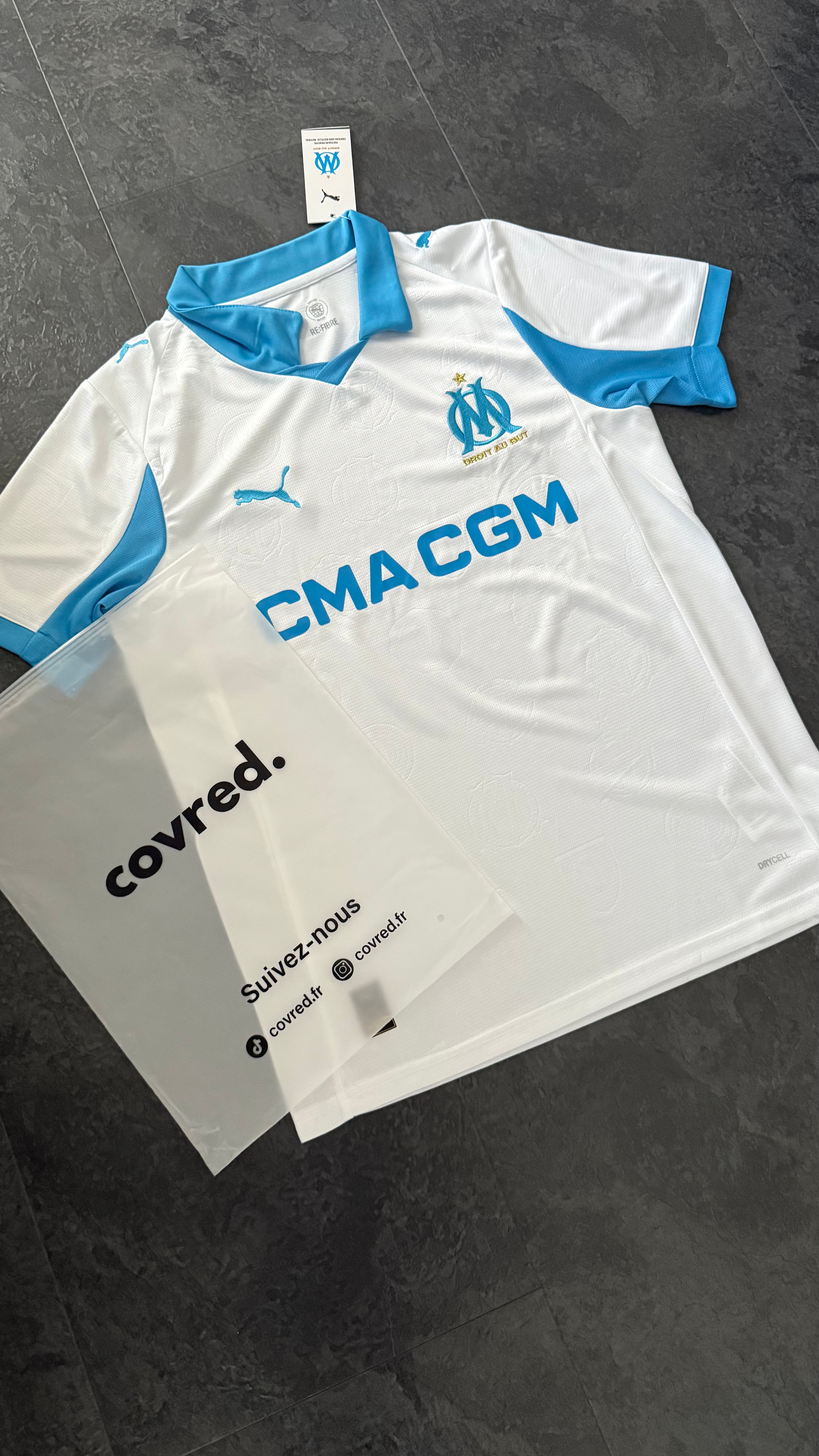 Olympique de Marseille – Maillot Domicile 25/26 – Blanc & Bleu Azur - Covred