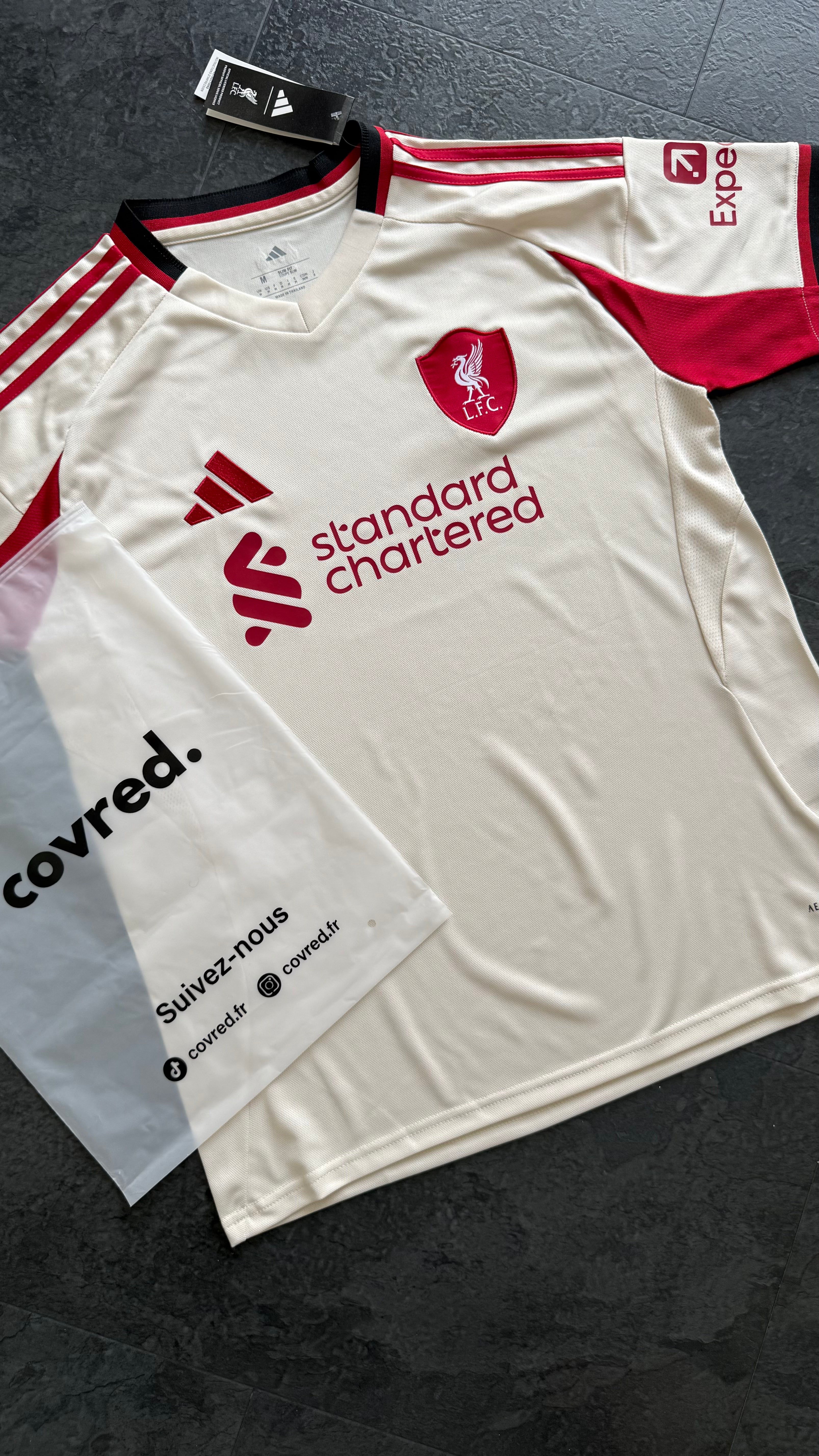 Liverpool FC – Maillot Extérieur 25/26 – Blanc, Bordeaux - Covred