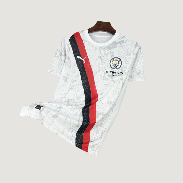 Manchester City – Maillot Édition Spécial 2025/26 – Blanc, Bandes Rouge,Noir - Covred